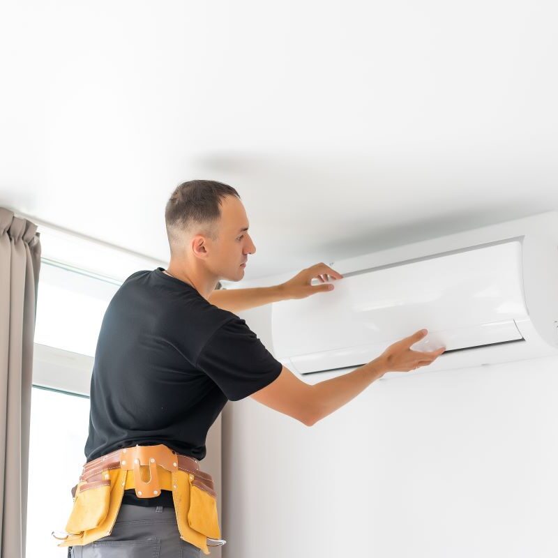 Man repairing air conditioner in Reno, Nevada