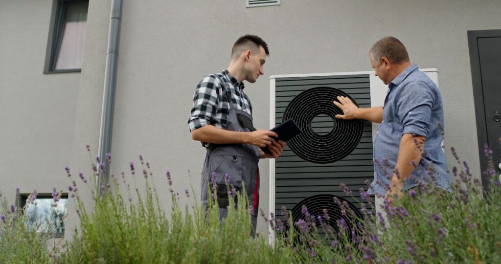 Homeowner and technician discussing hvac issues in Reno, Nevada